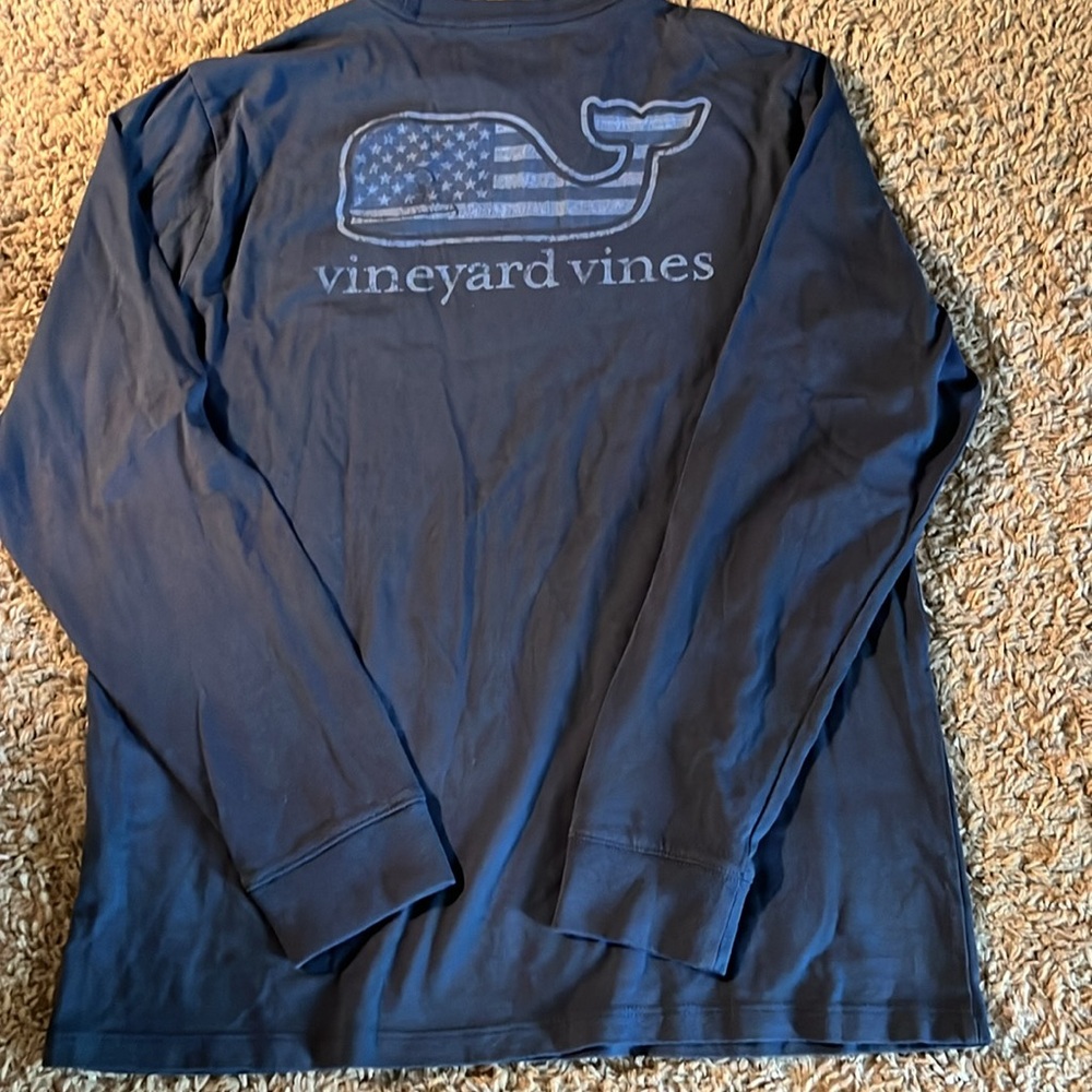 Vineyard Vines XL 18 Blue Long Sleeve Shirt American flag USA 🇺🇸 NWOT